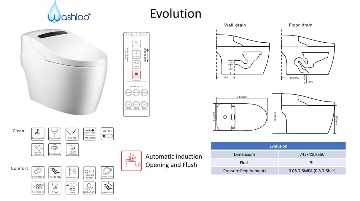 Washloo Evolution Smart Toilet - NEW MODEL!!