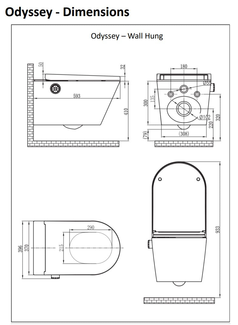 Washloo Odyssey (Wall Hung) Smart Toilet - NEW MODEL!!